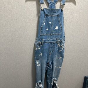 Denim Bleach Spallter Overalls